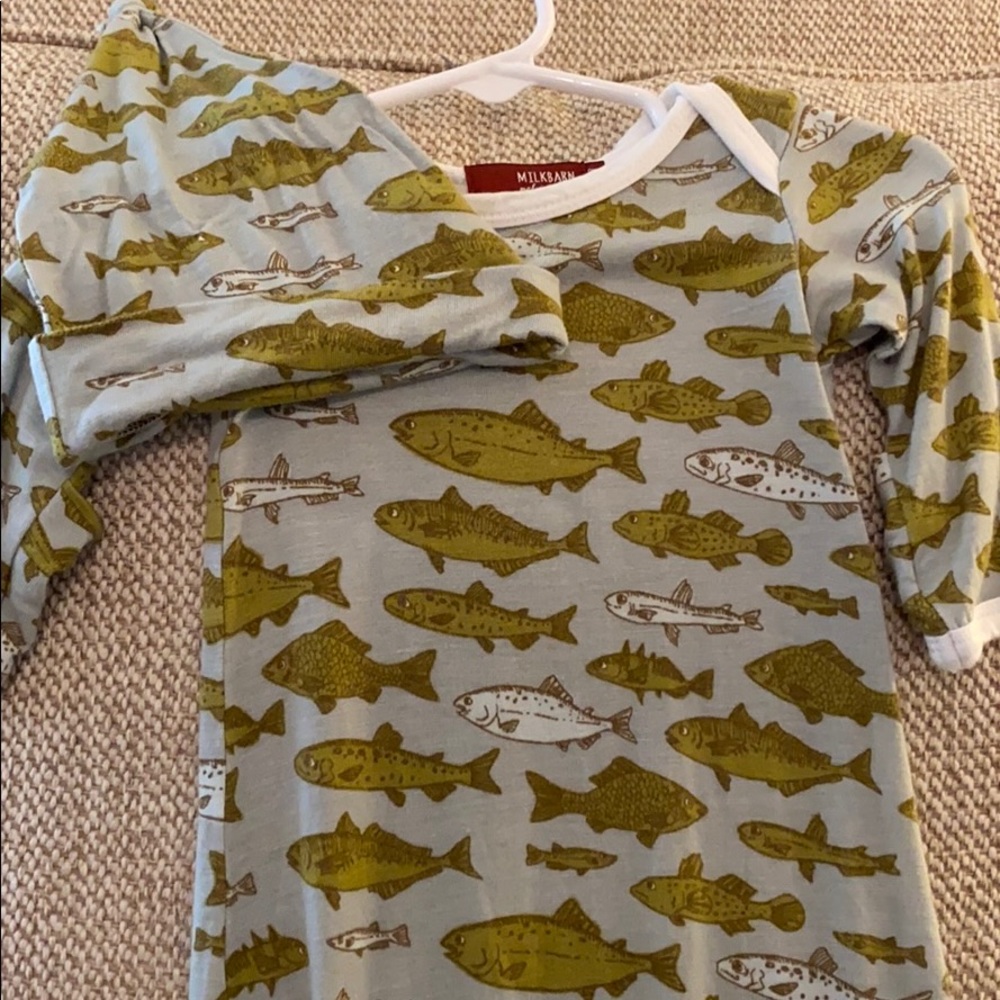 Milkbarn gown fish and hat set 0-3 month